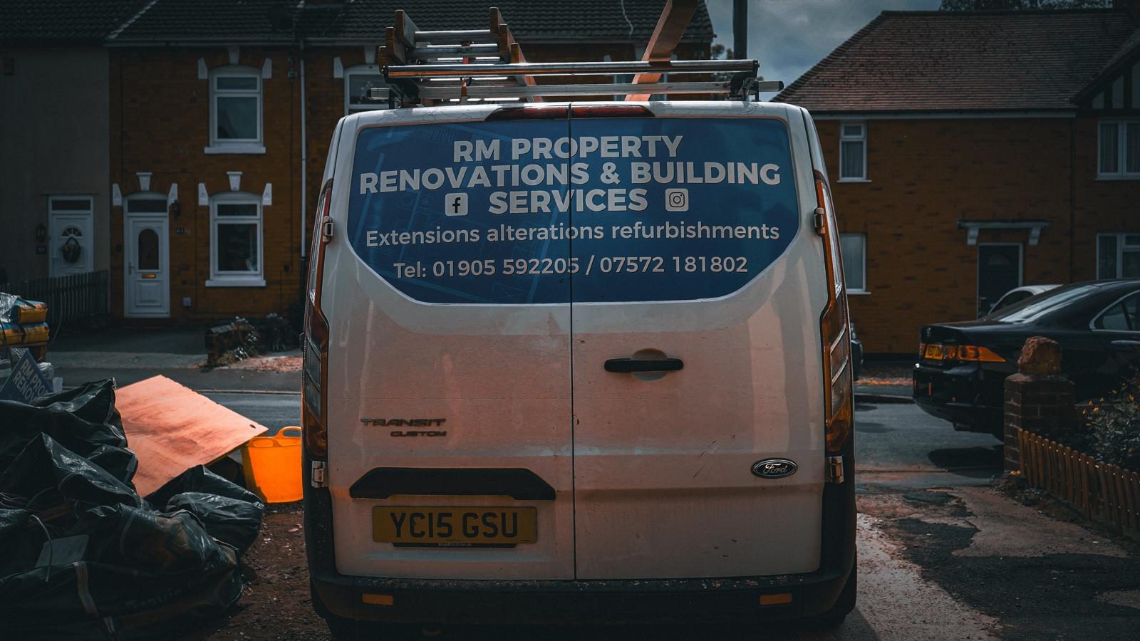 RM Property Renovations van outside the extension job