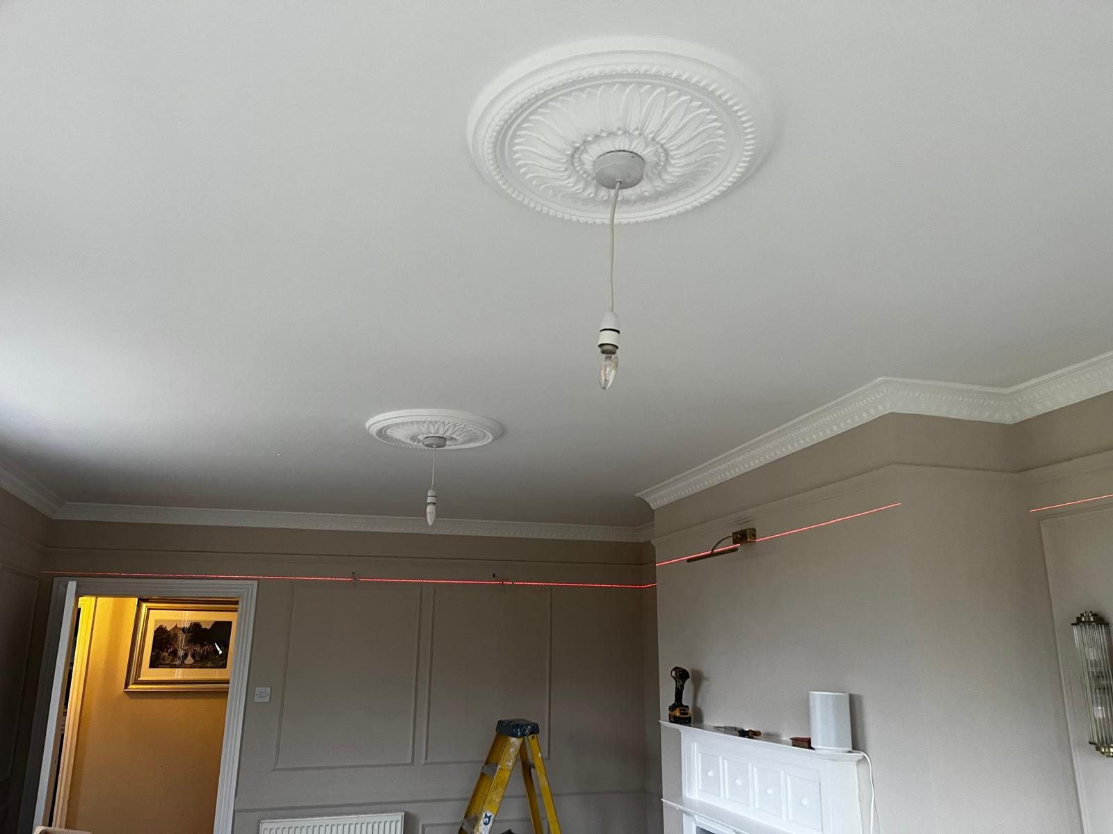 New ceiling rose and plaster cornice