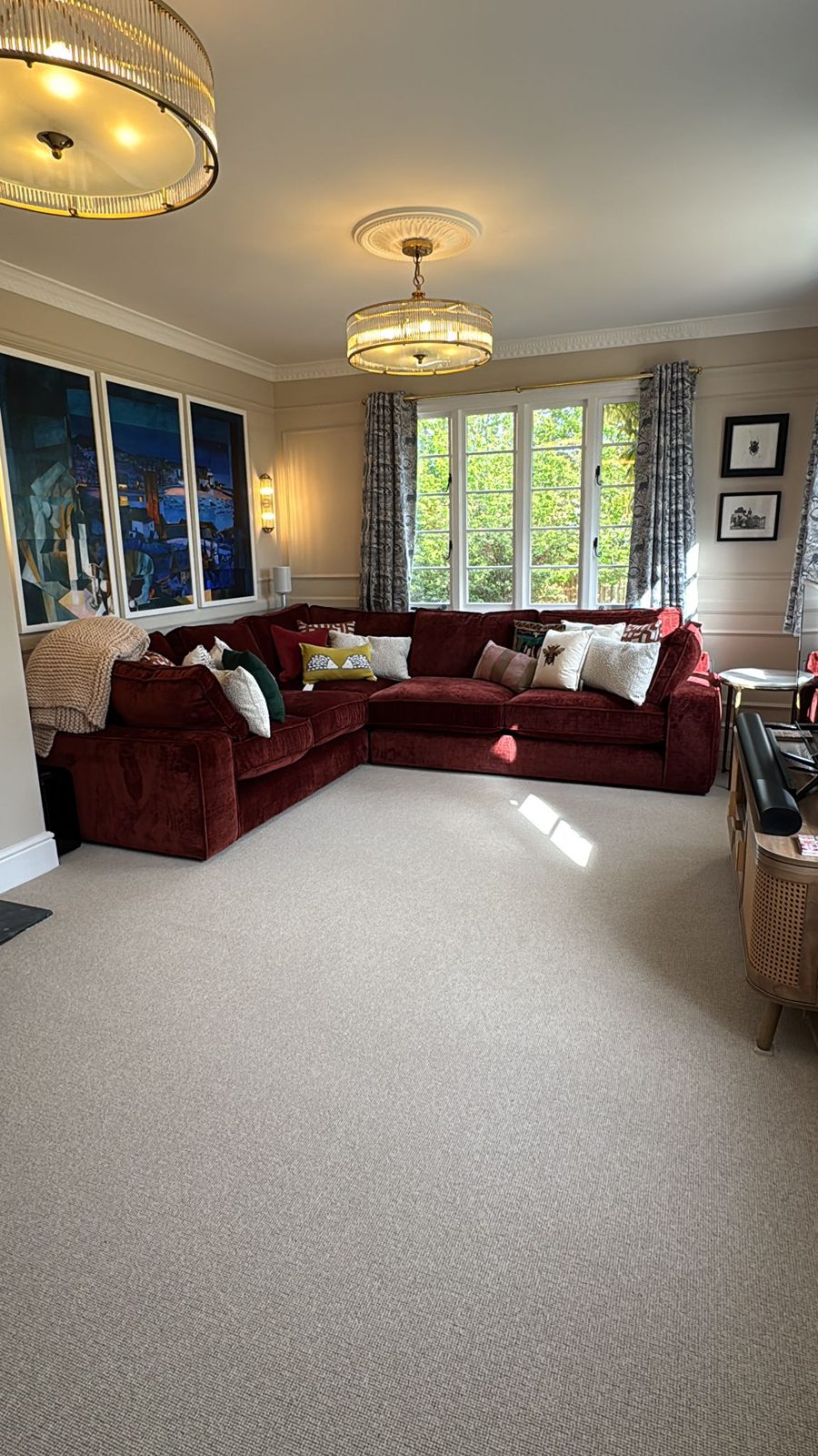 Furnished front room after refurbishment