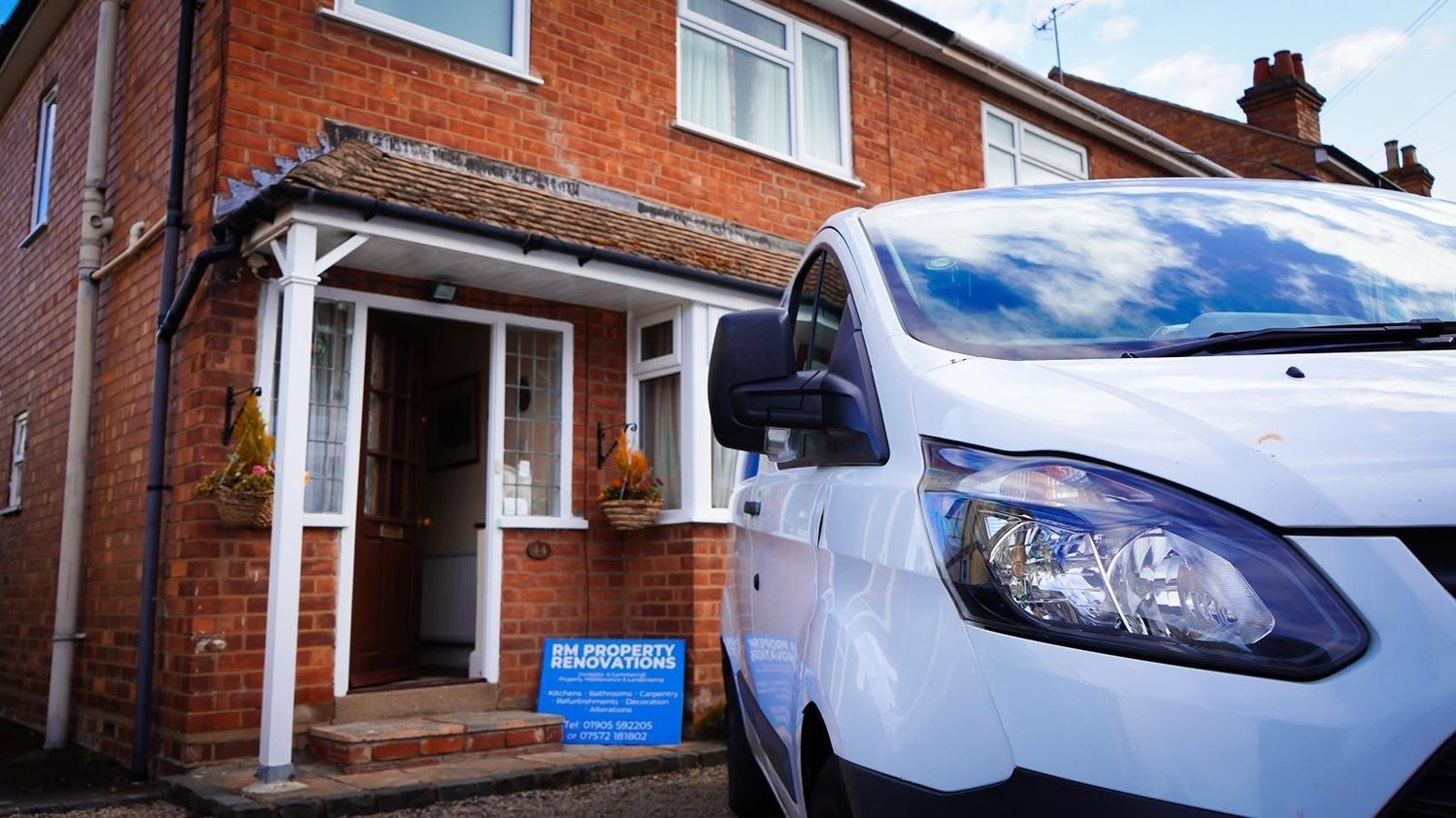 RM Property Renovations van outside a Worcestershire property